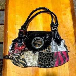 Leather patchwork handbag